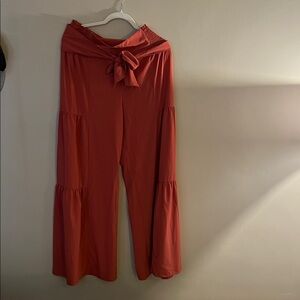 Halara Women's Stylish Tie-Front Red Wide-Leg Pants